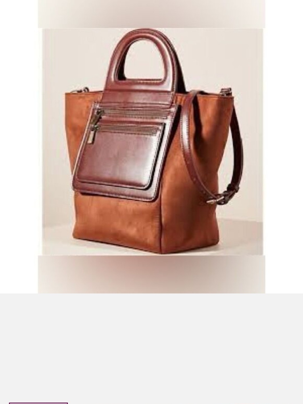Anthropologie NWT Brown Prudence Faux Suede Tote with Top Handles